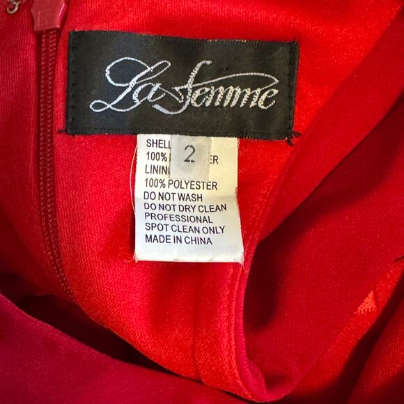 La Femme Red Jersey Cutout Racerback Slit Maxi Dress Size 2 Gown - Picture 7 of 7